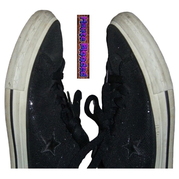 Converse One Star Black Glitter Shoes Chucks Chuck Taylor Bling Dark Academia 7 - Picture 9 of 11